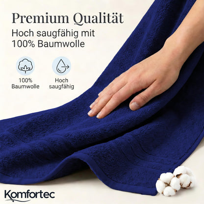 Komfortec Jumbo Bath Towels, 100% Cotton, Quick Dry, 80x200, Royal Blue