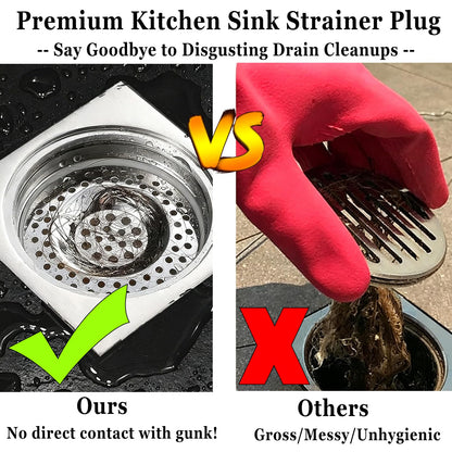 Stainless Steel Kitchen Sink Strainer Plug, Standard Strainer Drain Protector Hair/Food Catcher for Bathroom, Kitchen, Shower
