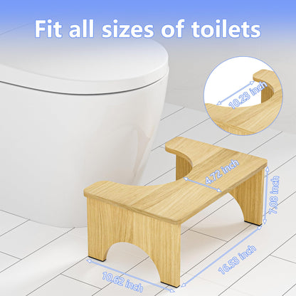 Folding Bamboo Squatting Potty for Adult Toilet Stool, 7 Inch Non-Slip Toilet Poo Stool Adult, Kids Aid and Seniors, Portable and Space-Saving