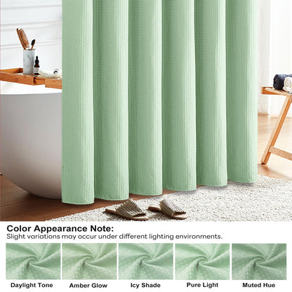 BTTN Long Waffle Shower Curtain, Waterproof, 182x200cm, Mint Green