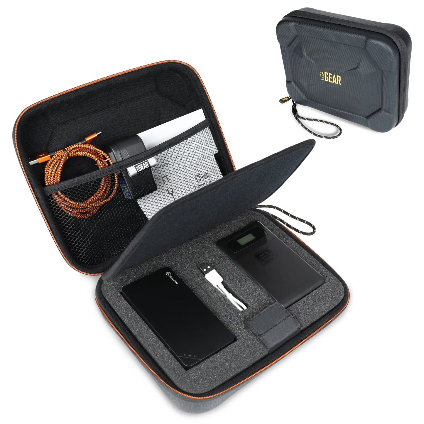 USA Gear Hard Case for Mobile Hotspot Compatible with Netgear Nighthawk M6, Verizon Hotspot, AT&T, Solis Lite and More - Customizable Foam Interior,