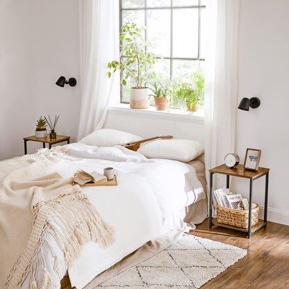 VASAGLE Set of 2 Side Tables, 2-Tier Sofa Side Tables, Bedside Tables with Steel Frames, for Living Room, Bedroom, Home Office, Industrial Style,