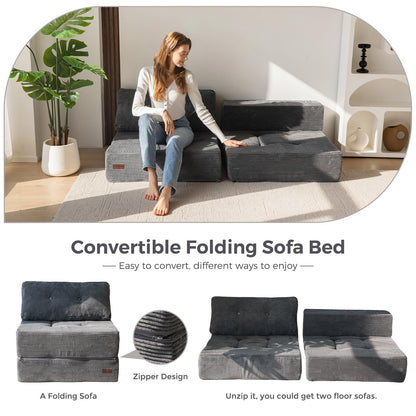 MAXYOYO Folding Sofa Bed, Convertible Sofa Bed with High-Density Support Foam, Portable 4 in 1 Fold Out Chair to Floor Lounger