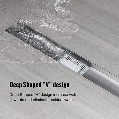 Sunrik Stainless Steel Shower Channel 40 cm, Quick Drainage, AEC Siphon