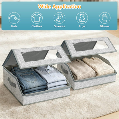 HOTOOLME Stackable Hat Storage Box,Foldable Baseball Cap Organizer（L）