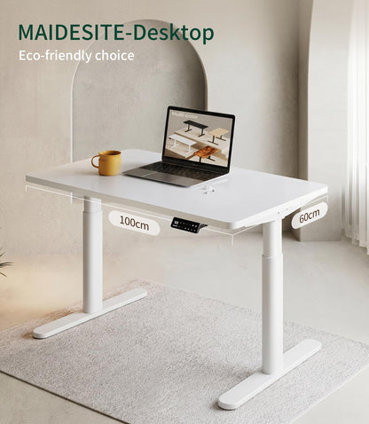MAIDeSITe Table Top,Desktop for Height Adjustable Electric Standing Desk,White,100 * 60 * 2.5 cm