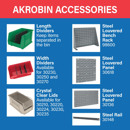 Akro-Mils 30240 Plastic Storage Stacking Hanging Akro Bin, 15-Inch by 8-Inch by 7-Inch, Stone, Case of 12