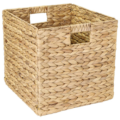 HMF Storage Basket Suitable for KALLAX Shelving Unit, Woven Water Hyacinth Basket with Handles | 32 x 34,5 x 32 cm | Nature