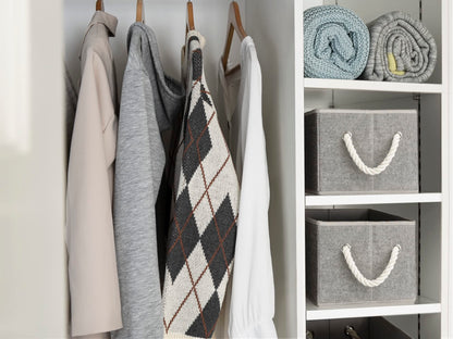 StorageWorks Storage Baskets for Shelves, Foldable Storage Boxes with Soft Handles, Fabric Organiser Boxes for Wardrobe