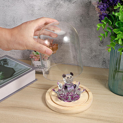 SUMNACON Glass Display Cloche Dome with Solid Wooden Base, 11.4*15cm