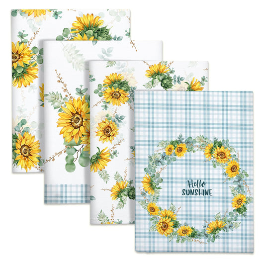 Arquiel Sunflower Kitchen Towel 100% Cotton Quick Dry Dish Towels 48 x 70CM, Dishcloth Hand Towels for Housewarming Gifts Dining, Home, Wedding,