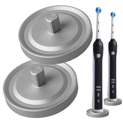 Relsy Silver Oral-B Compatible 2-Pack Electric Toothbrush Holder for Bathroom, Aluminium Oral B Toothbrush Holder with Hygienic Drip Capture Stops