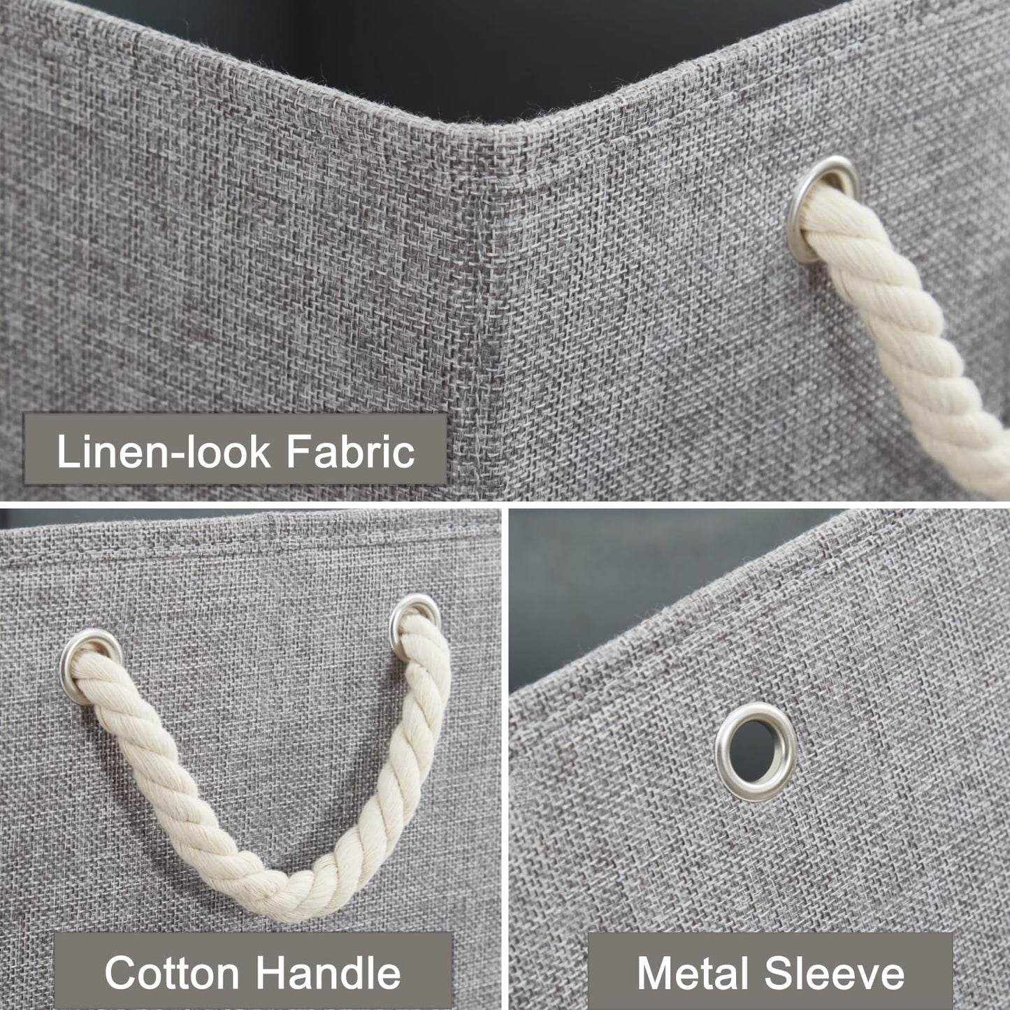 Mangata 4 Pack Storage Cubes for Shelves, Fabric Storage Boxes with Cotton Rope Handles Home Organization