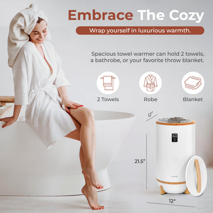 SereneLife Hot Towel Warmer Bucket w/ Customized Fragrance for Bathroom and Spa, Luxury Towel Heater Gift for Him or Her, Auto Shut Off, LED Display