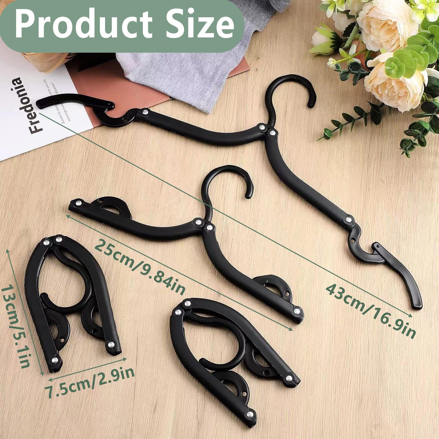 Kiswleon 28PCS Black Travel Hangers Foldable Lightweight,Travel Coat Hangers,Plastic Travel Hanger Foldable,Folding Coat Hanger for
