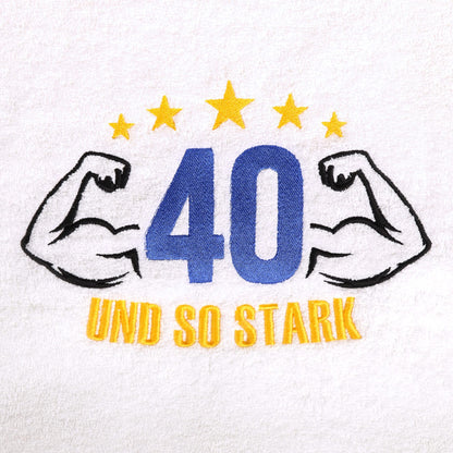 Abc Casa 40th birthday gift towel with embroidered muscles for men - a useful gift for 40 years - a wonderful gift idea for 40th