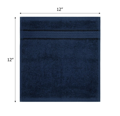 COTTON CRAFT - Ultra Soft 12 Pack Wash Cloth -30x30 - Night Sky- Pure Ringspun Cotton - Luxurious Rayon trim - Ideal for everyday use