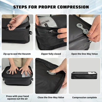 Vacuum Storage Bags for Clothes Reusable TPU Space Saver Bags for Travel with IP67 Zip Waterproof Packing Organisers Packing Cubes for Business Trips