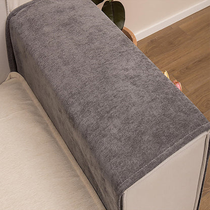 JIAHG Luxurious Chenille Sofa Armrest Organizer with 3 Side Pockets Universal Couch Armchair Caddy Storage Bag Armrest Cover Tidy Table Space Saver