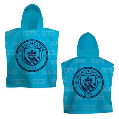 Manchester City FC Officially Licenced Hooded Towel Poncho | Super Soft Feel, Boots Design | Swimming Changing Robe Perfect The Home, Bath & Beach