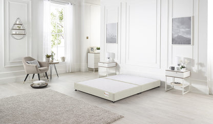 Bed Centre Platform Divan Bed Covered in Luxury Plush, Linen and Tweed Fabric (Coffee Tweed, Double 135 x 190cm)