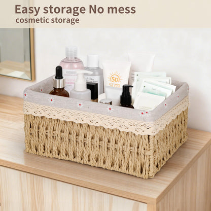 Axincardarm Wicker Storage Basket Woven Makeup Baskets for Storage Set Of 3