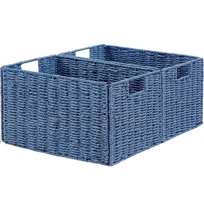 Vagusicc Storage Baskets for Shelves, Large Organizer Box Storage Bins with Handles, Wicker Basket for Pantry