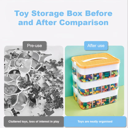 Storage Boxes,Transparent Toy Box Organizer,Stackable Lego Storage Boxes with Lid,Handle,Plastic Multi Compartments Container Chest Case for Storing