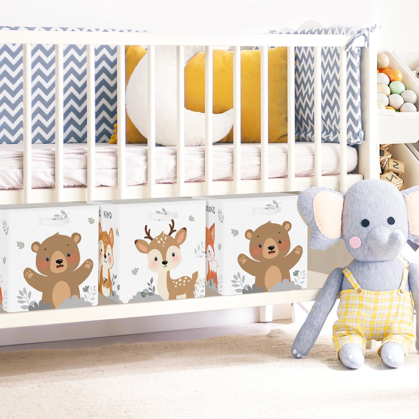 Clastyle 3 pcs Cute Animals Cube Storage Boxes for Shelves Kallax Boxes