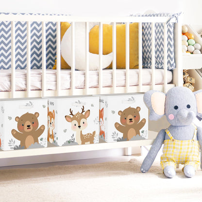 Clastyle 3 pcs Cute Animals Cube Storage Boxes for Shelves Kallax Boxes