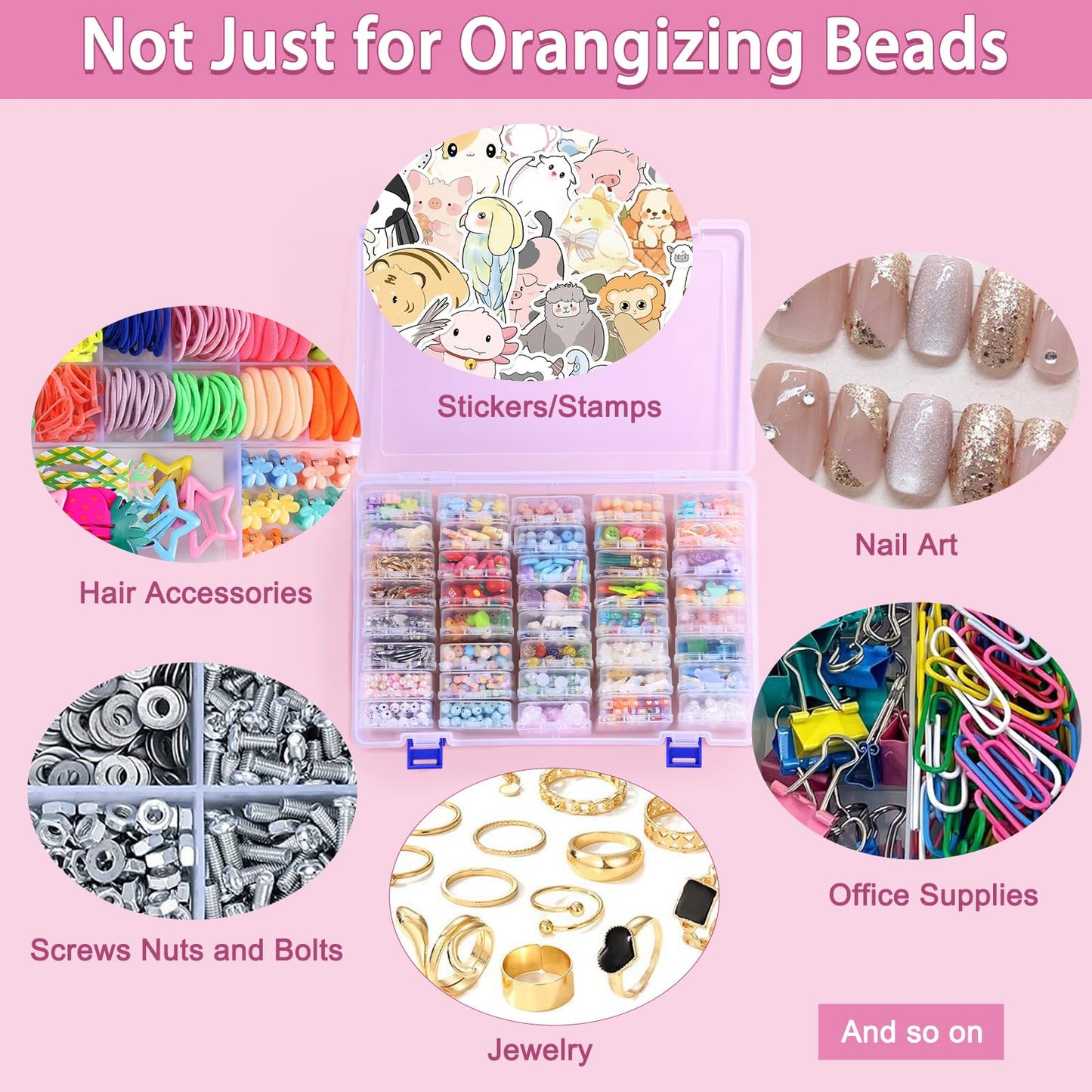 Funtopia 40 Pcs Bead Storage Box,Small Plastic Craft Organiser Containers