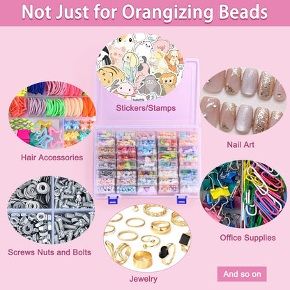 Funtopia 40 Pcs Bead Storage Box,Small Plastic Craft Organiser Containers