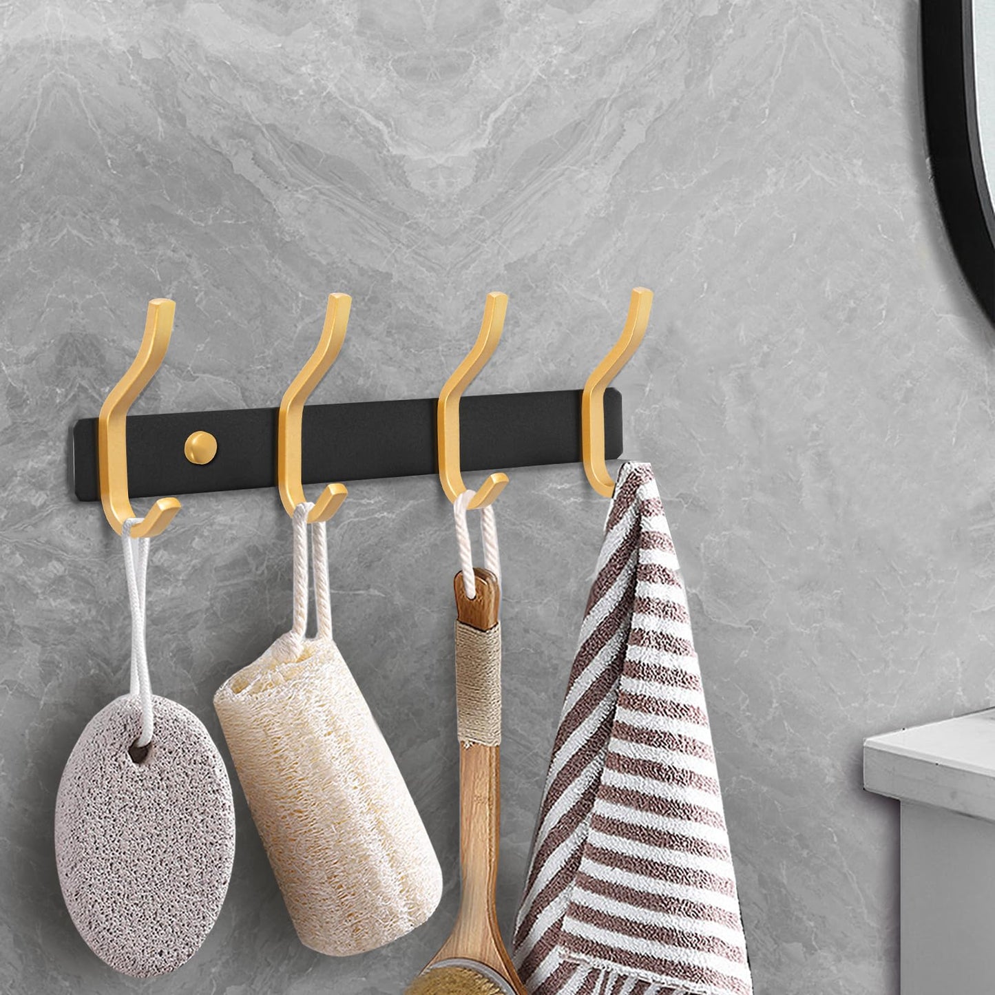 MEIJO Coat Hooks Wall Mounted, Coat Rack Wall Mounted Stainless Steel Heavy Duty Wall Hook, Coat Hooks for Door, Bedroom, Bathroom