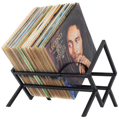 Fesatccoz Vinyl Record Holder for 80–100 LPs, Metal Vinyl Storage Rack