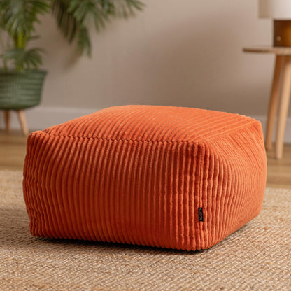 icon Amara Small Cord Bean Bag Footstool with Filling Included, Orange
