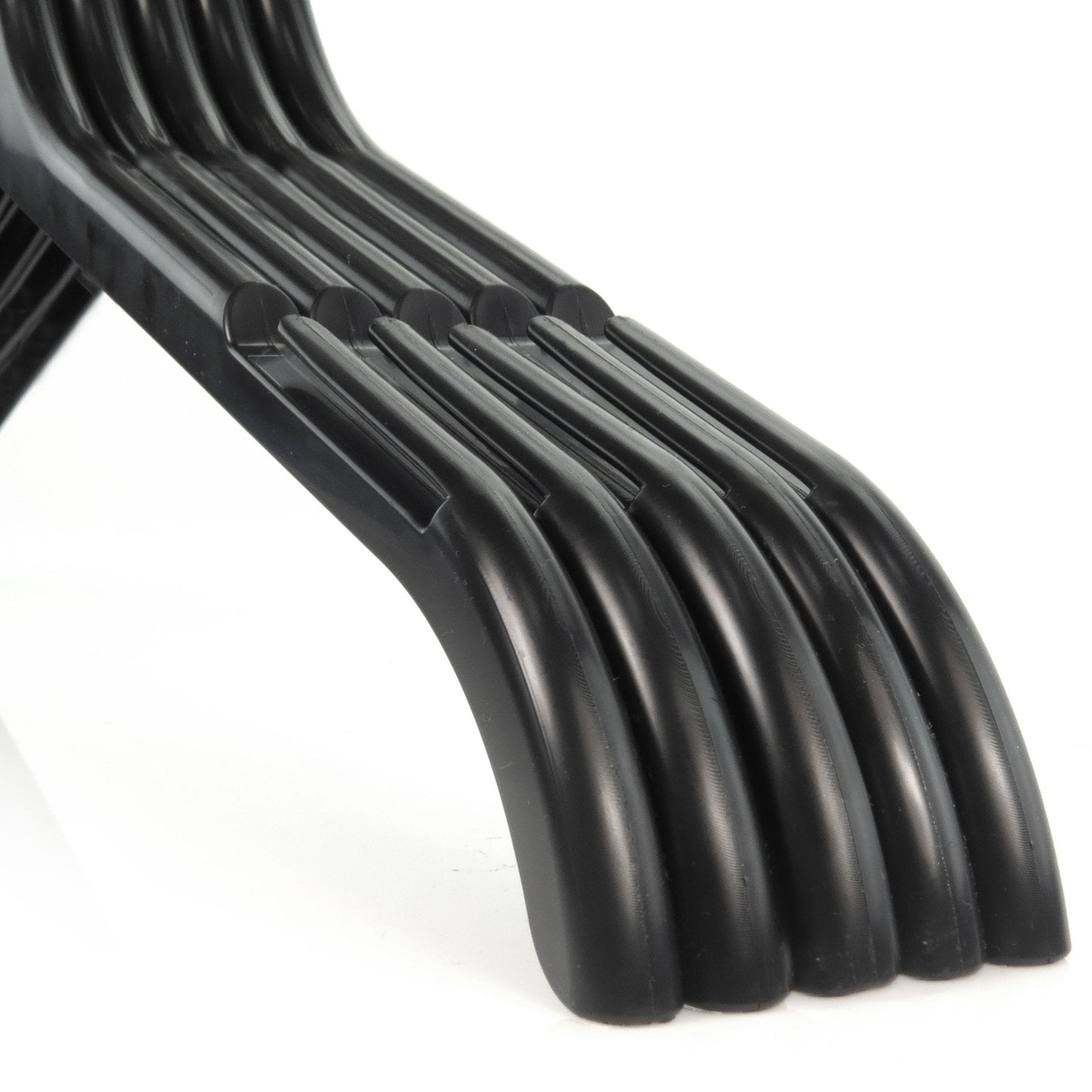 HANGERWORLD 100 Strong Black Plastic Garment Coat Hangers for Clothes with Notches - All Purpose 43cm (17") (One Size, 100, count)