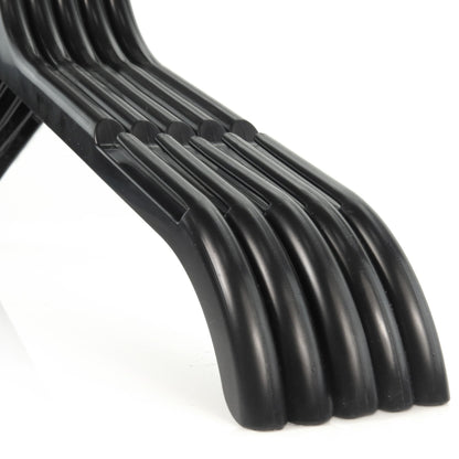 HANGERWORLD 100 Strong Black Plastic Garment Coat Hangers for Clothes with Notches - All Purpose 43cm (17") (One Size, 100, count)