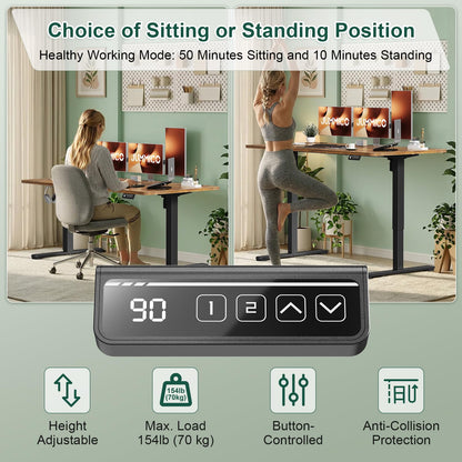 JUMMICO Electric Standing Desk 120 x 60 cm Home Office Height Adjustable Desk, Computer Lift Table with Smart Panel