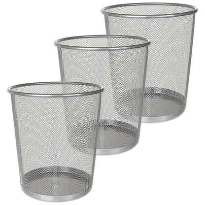 AHUNTTER 3 Pack Mesh Waste Paper Bin 12 Litres Metal Waste Basket Small Trash Can Rubbish Bin for Bedrooms Bathrooms Office Home Kitchens Supplies