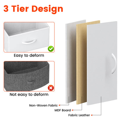Feonase Bedside Table, Bedroom Bedside Cabinet with 2 Fabric Drawers, Nightstand Side Table for Bedrooms, Living Rooms(White)