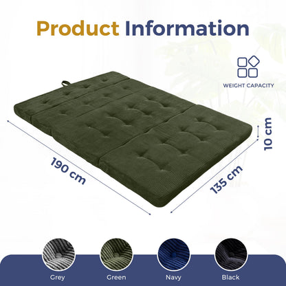 MAXYOYO Folding Mattress Double, Comfy Foldable Sofa Couch Bed, Guest Mattress with Handles Floor Futon Sofa Bed for Guest