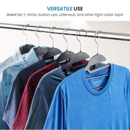 DrySmart Pack of 20 Heavy Duty Black Coat Hangers, 0.5cm Thick, S-Shaped Opening, Non-Slip Plastic Clothes Hanger Space Saving Slim Design