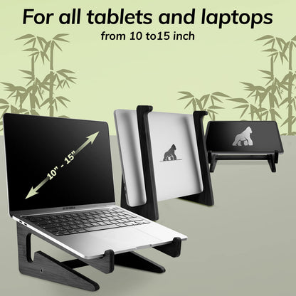 Bamboo Laptop Stand for Desk - Laptop Riser for Desk - MacBook Stand