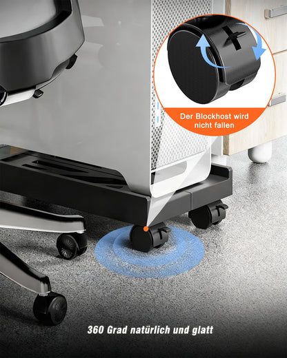 BOTEWO PC Stand with Wheels: Computer PC Tower Stand Adjustable CPU Holder Trolley Under Desk Universal for Home Office Desk PC