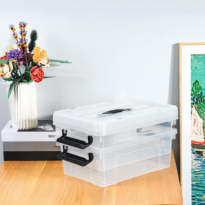 Cetomo 15L*4 Storage Boxes, Carry Plastic Storage Box with Lids, Clear Organizing Container with Handle and Secure Latches
