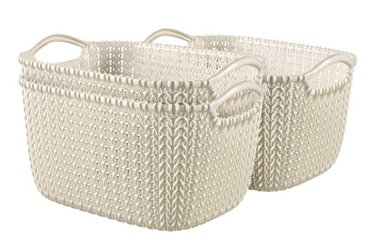 Curver Knit Effect Kitchen, Living room, Bathroom, Bedroom, Utility Medium Rectangular Storage Basket 8 Litres - Oasis White