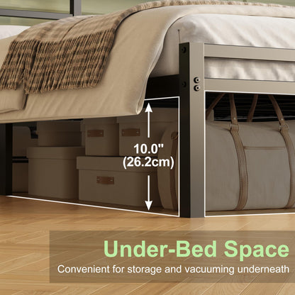 Lutown-Teen Metal Double Bed Frame with Headboard and Footboard