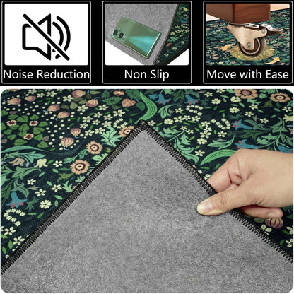 Famibay Office Chair Mat for Hardwood Floor 90x120cm Dark Green Chair Floor Protection Mat Non Slip Computer Desk Chair Mat for Hard Floor Rubber