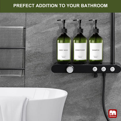 GMISUN Shampoo and Conditioner Bottles, Plastic Green Shower Gel Dispenser