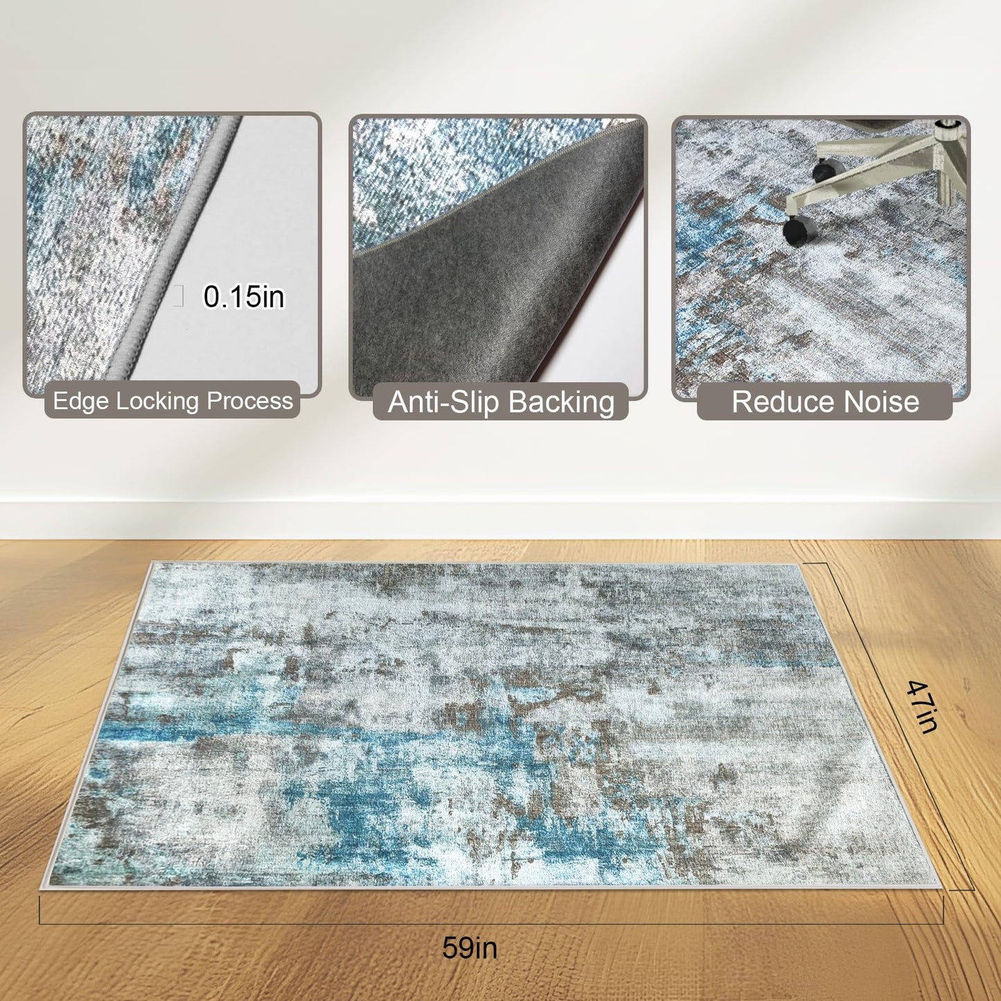 Office Chair Mat 120 x 150 cm, Floor Protector for Office Chair, Anti-Slip